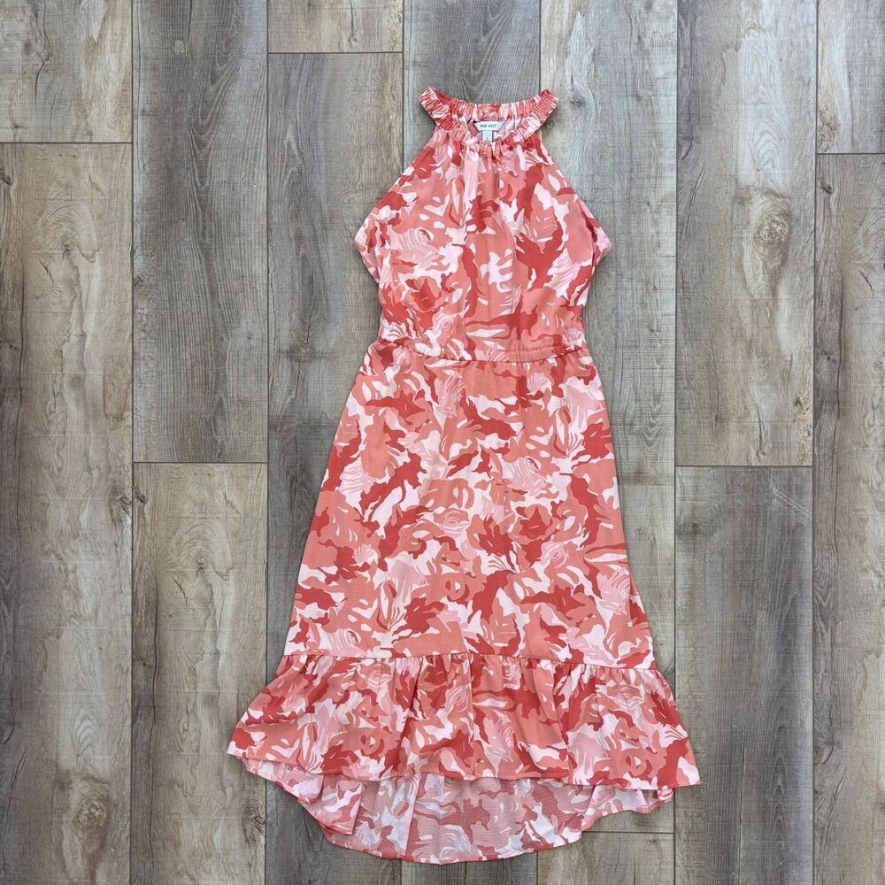 NINE WEST Womens Halter Floral Dress Size L Tiered Ruffle Resort Wedding Guest - Picture 4 of 16